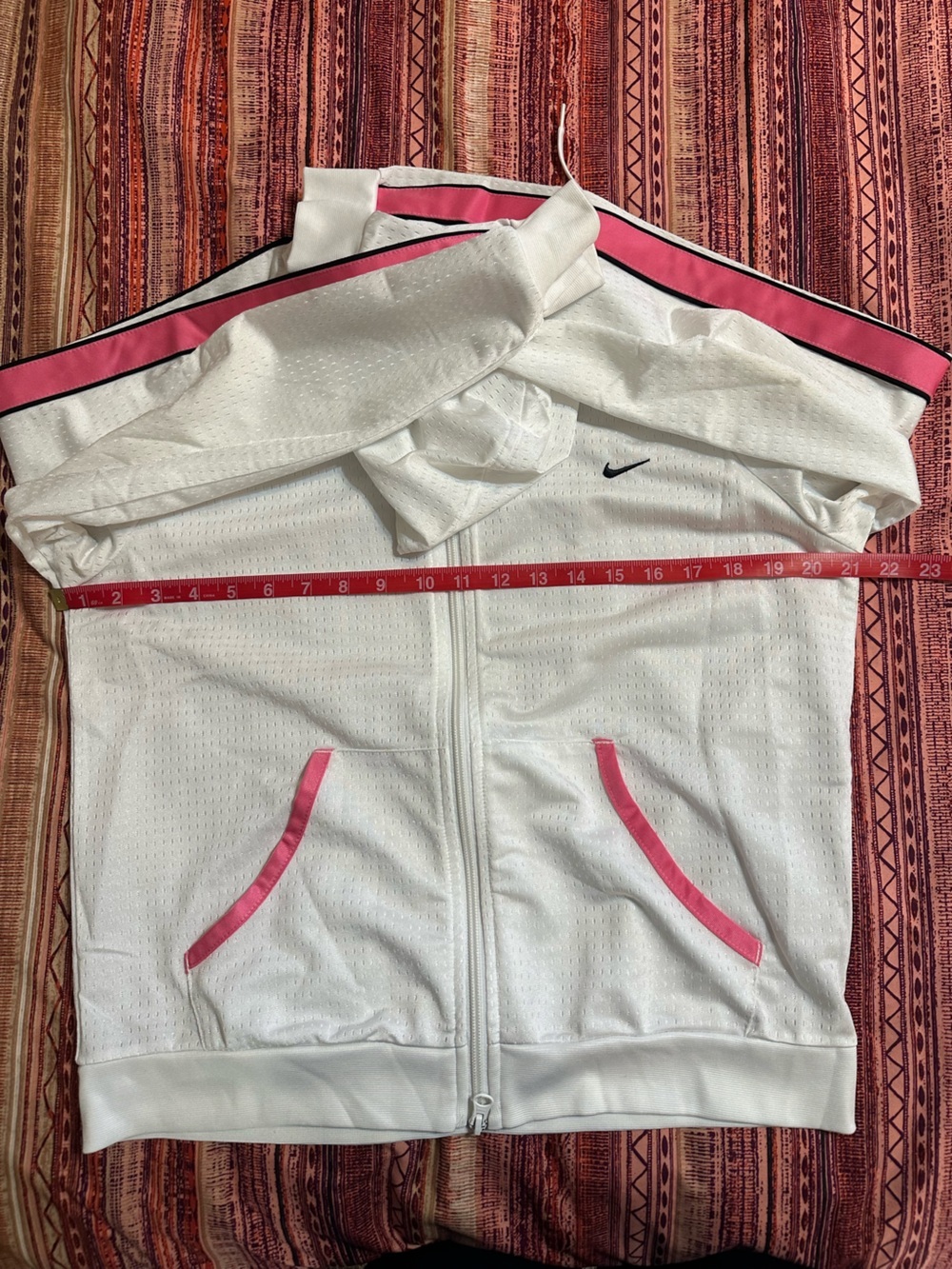 Nike Dri-FIT White Pink Full Zip Hooded Jacket Medium Running Workout Hoodie - Picture 5 of 5